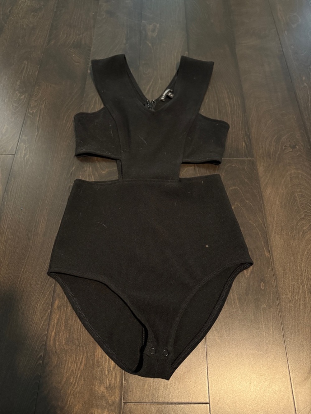 Express Black One-Piece Bodysuit with Side Cutouts